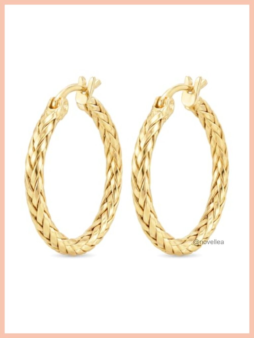 14K Gold Braided Hoop Earrings for Women Hypoallergenic 30mm